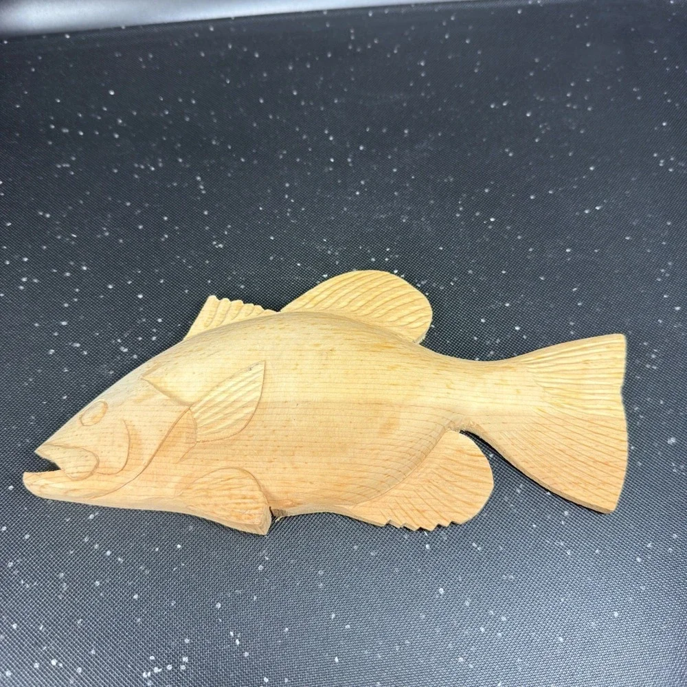Vintage 1993 Thorsen Hand Carved Wood Fish Sculpture Folk Art Cabin Decor 8 inch